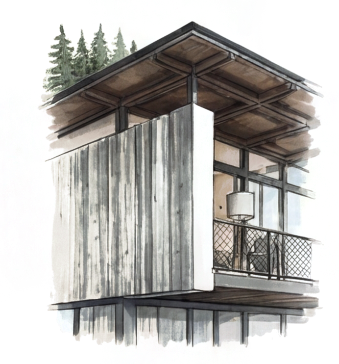 Akwarelowy szkic projektu House on the Slope