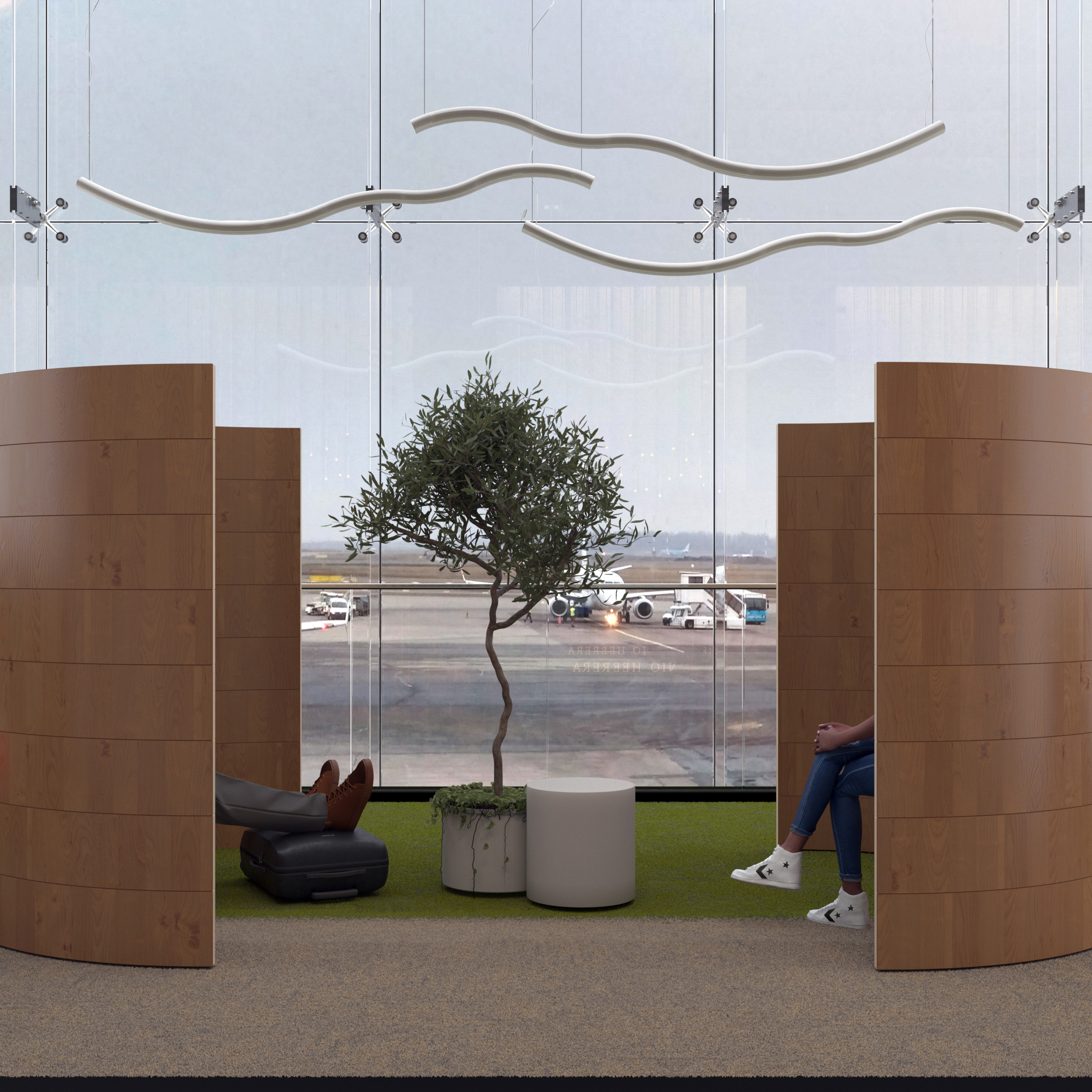 Modułowa ścianka rozdzielająca z paneli łukowych