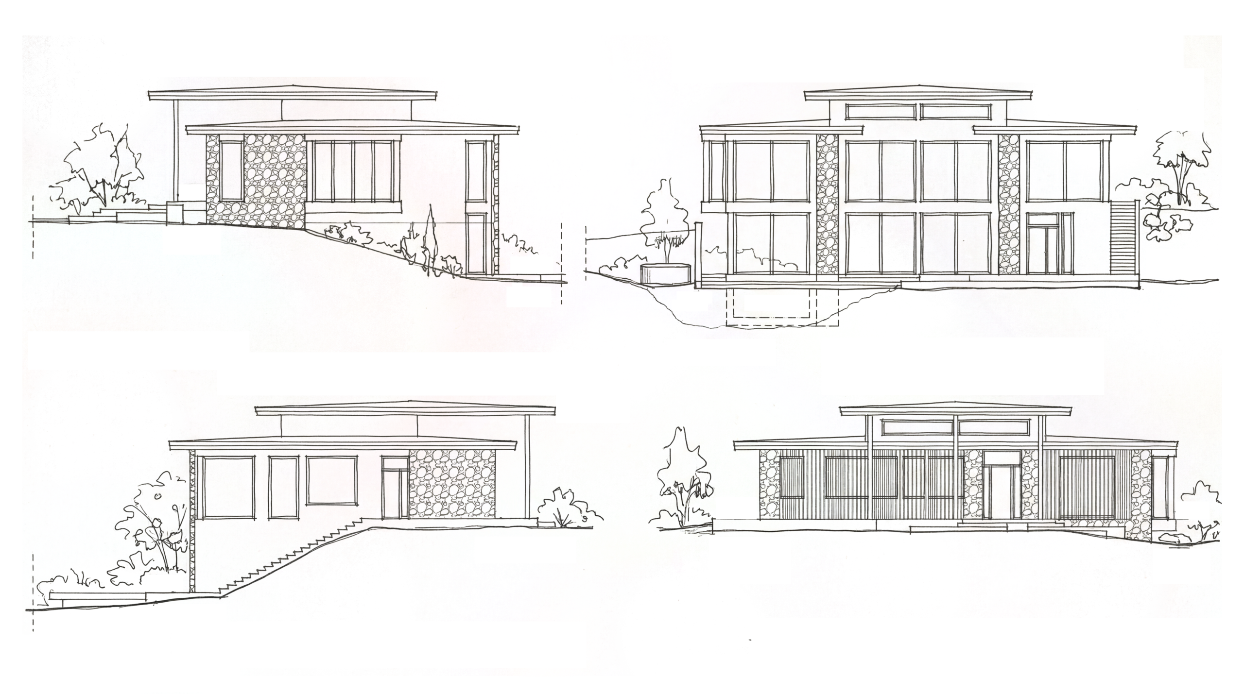 WIDOKI ELEWACJI DOMU W LESIE