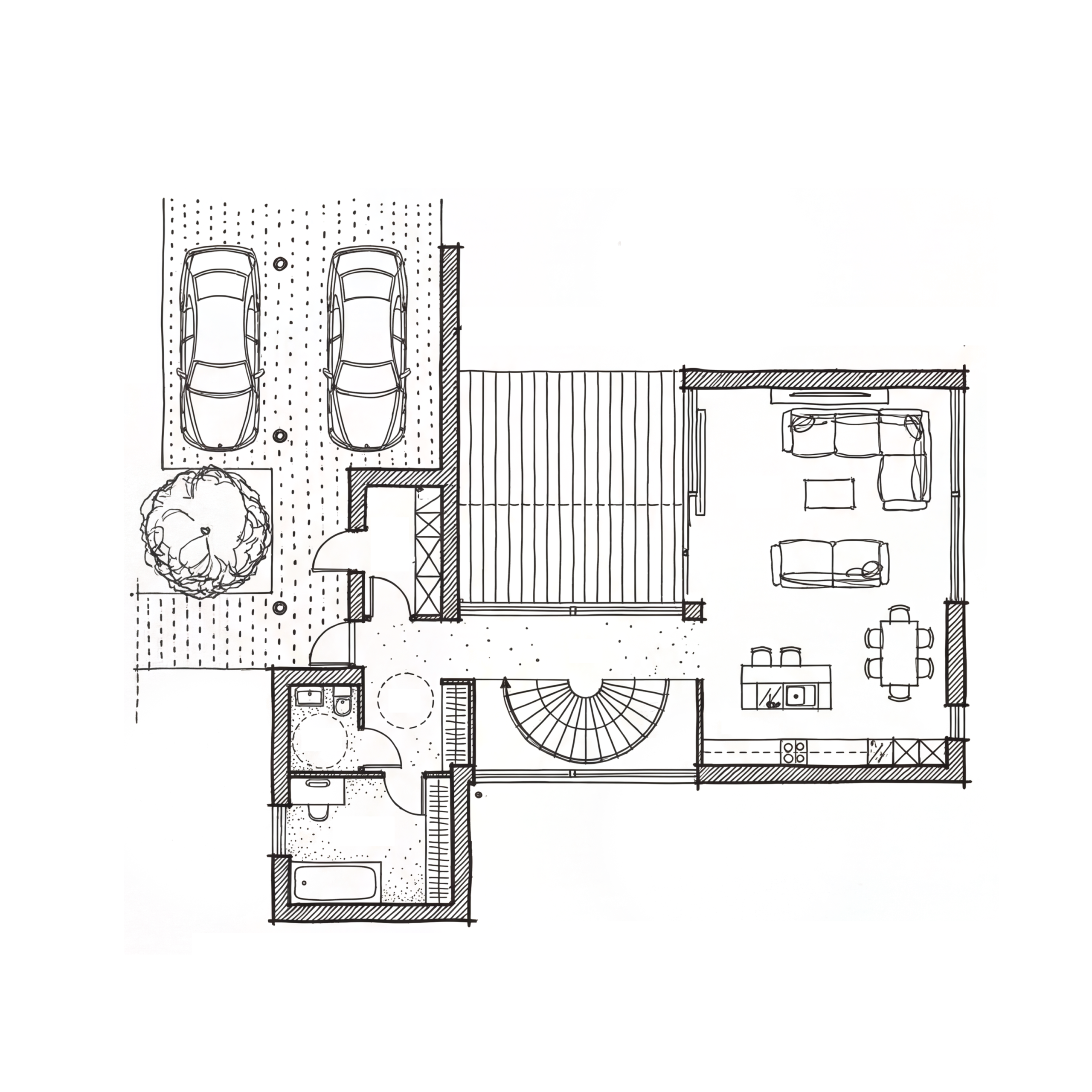 Dom 1 Karhusaari — rzut parteru