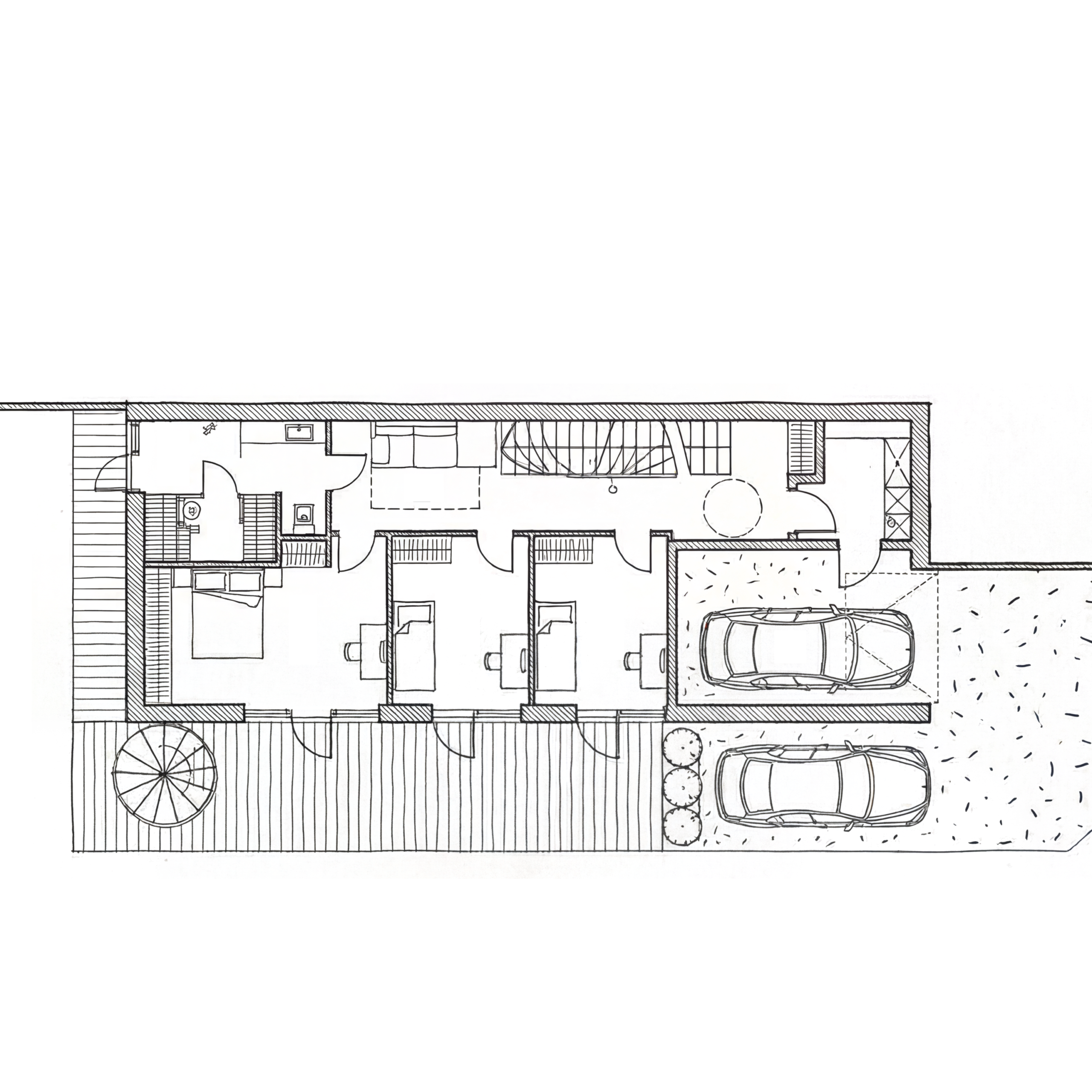 Domy 2 i 3 Karhusaari — rzut parteru
