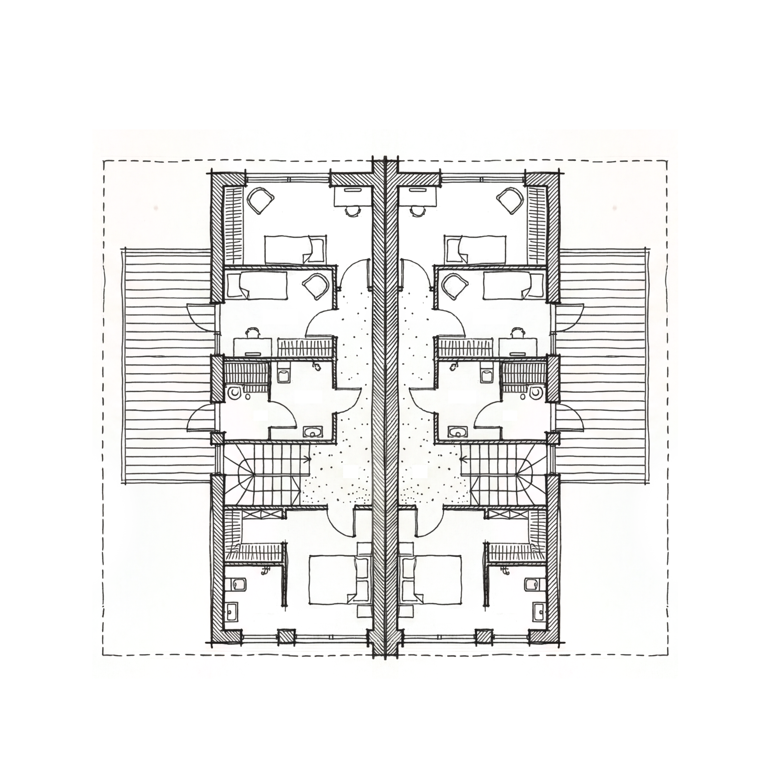 Domy 5 i 6 Karhusaari — rzut parteru