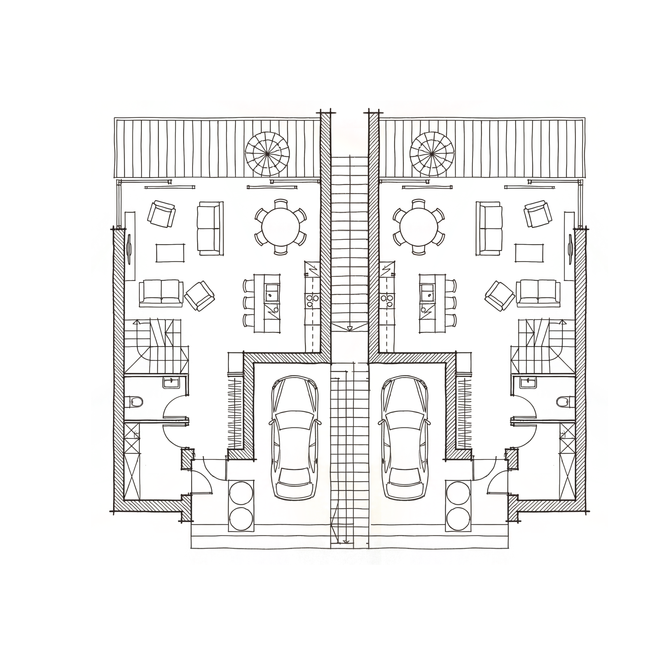 Domy 7 i 8 Karhusaari — rzut parteru