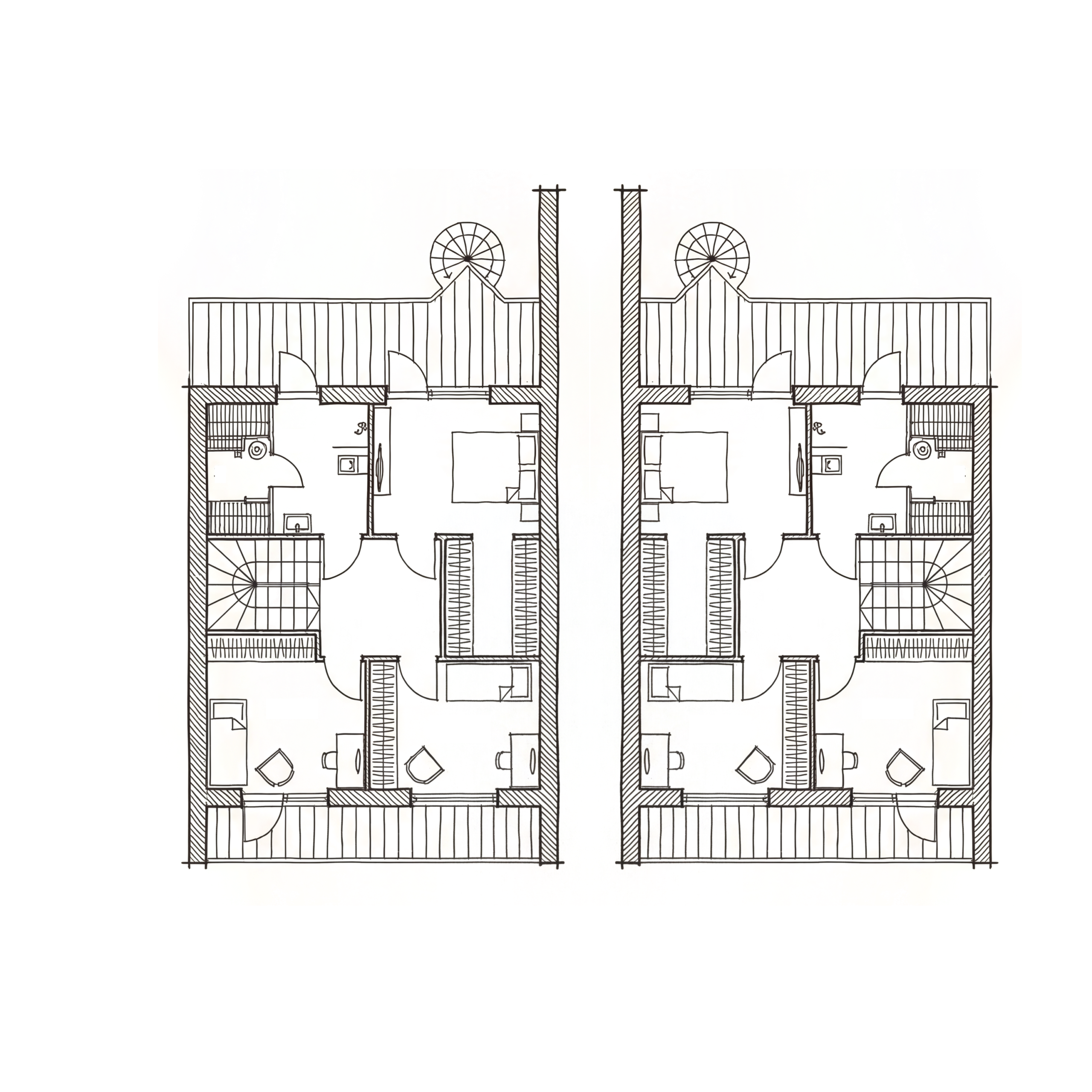 Domy 7 i 8 Karhusaari — rzut piętra