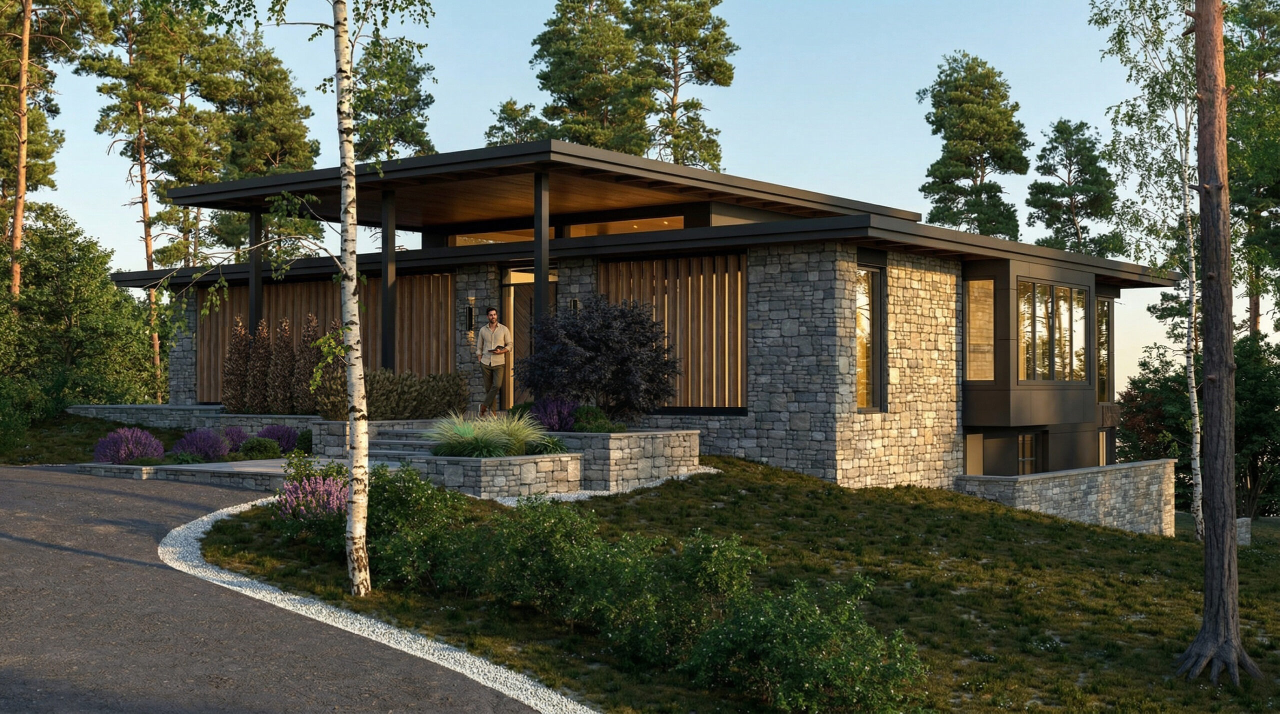 DOM W LESIE OTWARTY NA OGRÓD I KRAJOBRAZ